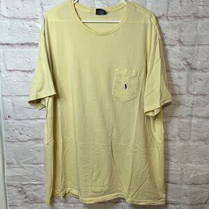 Vintage 90s Polo Ralph Lauren Yellow Single Stitch Logo Tee Men’s XXL Classic